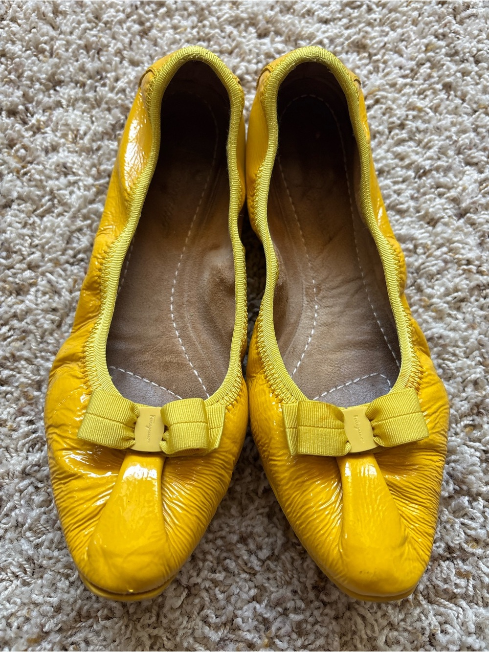 Salvatore Ferragamo My Joy Ballet Flat Yellow Sz 8